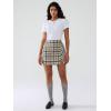 imageEXLURA Womens Fashion Faux Wool Mini Skirt High Waisted Y2K Trendy Short Side Slit Tweed Plaid Skirts Fall Winter OutfitsGreen