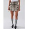 imageEXLURA Womens Fashion Faux Wool Mini Skirt High Waisted Y2K Trendy Short Side Slit Tweed Plaid Skirts Fall Winter OutfitsGreen