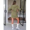 imageEXLURA Women 2 Piece Sets Cotton Sweatsuits Fall Hooded Sweatshirt Cargo Skort Skirt Stretchy Tracksuit Casual Tennis PocketsArmy Green