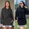 imageEXLURA Women 2 Piece Sets Cotton Sweatsuits Fall Hooded Sweatshirt Cargo Skort Skirt Stretchy Tracksuit Casual Tennis PocketsBlack