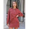 imageEXLURA Women 2 Piece Sets Cotton Sweatsuits Fall Hooded Sweatshirt Cargo Skort Skirt Stretchy Tracksuit Casual Tennis PocketsCaramel