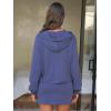 imageEXLURA Women 2 Piece Sets Cotton Sweatsuits Fall Hooded Sweatshirt Cargo Skort Skirt Stretchy Tracksuit Casual Tennis PocketsDark Blue