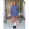 imageEXLURA Women 2 Piece Sets Cotton Sweatsuits Fall Hooded Sweatshirt Cargo Skort Skirt Stretchy Tracksuit Casual Tennis PocketsDark Blue