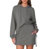 imageEXLURA Women 2 Piece Sets Cotton Sweatsuits Fall Hooded Sweatshirt Cargo Skort Skirt Stretchy Tracksuit Casual Tennis PocketsGrey