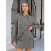 imageEXLURA Women 2 Piece Sets Cotton Sweatsuits Fall Hooded Sweatshirt Cargo Skort Skirt Stretchy Tracksuit Casual Tennis PocketsGrey