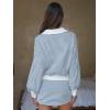 imageEXLURA Women Fall Two Piece Sets Cotton Striped Set Sweatshirt Matching Skort Skirt Sweatsuits Workout Tracksuit Outfits 2025Blue White