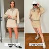 imageEXLURA Women Fall Two Piece Sets Cotton Striped Set Sweatshirt Matching Skort Skirt Sweatsuits Workout Tracksuit Outfits 2025Orange Green