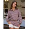 imageEXLURA Women Fall Two Piece Sets Cotton Striped Set Sweatshirt Matching Skort Skirt Sweatsuits Workout Tracksuit Outfits 2025Pink Brown