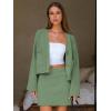 imageEXLURA Womens 2 Piece Skirt Sweater Sets V Neck Button Up Cardigan Mini Skirts Fall Winter Knit Trendy Outfits Pockets 2025Dark Green