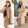 imageEXLURA Womens 2 Piece Skirt Sweater Sets V Neck Button Up Cardigan Mini Skirts Fall Winter Knit Trendy Outfits Pockets 2025Khaki