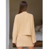 imageEXLURA Womens 2 Piece Skirt Sweater Sets V Neck Button Up Cardigan Mini Skirts Fall Winter Knit Trendy Outfits Pockets 2025Khaki