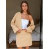 imageEXLURA Womens 2 Piece Skirt Sweater Sets V Neck Button Up Cardigan Mini Skirts Fall Winter Knit Trendy Outfits Pockets 2025Khaki