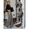 imageEXLURA Womens 2025 Fall Leopard Print Fleece Wide Leg Pants Elastic Waist Drawstring Loose Y2K Trousers Pants with PocketsGrey