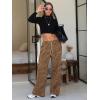 imageEXLURA Womens 2025 Fall Leopard Print Fleece Wide Leg Pants Elastic Waist Drawstring Loose Y2K Trousers Pants with PocketsKhaki