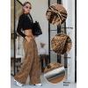 imageEXLURA Womens 2025 Fall Leopard Print Fleece Wide Leg Pants Elastic Waist Drawstring Loose Y2K Trousers Pants with PocketsKhaki
