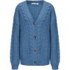 imageEXLURA Womens 2025 Oversized Cardigan Sweaters Fall Winter Lightweight Soft Knit Cardigan Open Front Button Outwear CoatsGrey Blue