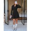 imageEXLURA Womens Fall Fashion Long Sleeve V Neck Mini Dress Casual Sweatshirt Style ALine Tennis Dresses Trendy Outfits 2025Black