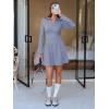 imageEXLURA Womens Fall Fashion Long Sleeve V Neck Mini Dress Casual Sweatshirt Style ALine Tennis Dresses Trendy Outfits 2025Blue