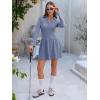 imageEXLURA Womens Fall Fashion Long Sleeve V Neck Mini Dress Casual Sweatshirt Style ALine Tennis Dresses Trendy Outfits 2025Blue