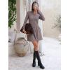 imageEXLURA Womens Fall Fashion Long Sleeve V Neck Mini Dress Casual Sweatshirt Style ALine Tennis Dresses Trendy Outfits 2025Coffee