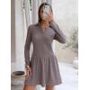 imageEXLURA Womens Fall Fashion Long Sleeve V Neck Mini Dress Casual Sweatshirt Style ALine Tennis Dresses Trendy Outfits 2025Coffee