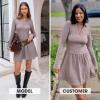 imageEXLURA Womens Fall Fashion Long Sleeve V Neck Mini Dress Casual Sweatshirt Style ALine Tennis Dresses Trendy Outfits 2025Coffee