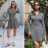 imageEXLURA Womens Fall Fashion Long Sleeve V Neck Mini Dress Casual Sweatshirt Style ALine Tennis Dresses Trendy Outfits 2025Grey