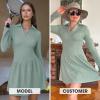 imageEXLURA Womens Fall Fashion Long Sleeve V Neck Mini Dress Casual Sweatshirt Style ALine Tennis Dresses Trendy Outfits 2025Light Green