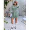 imageEXLURA Womens Fall Fashion Long Sleeve V Neck Mini Dress Casual Sweatshirt Style ALine Tennis Dresses Trendy Outfits 2025Light Green