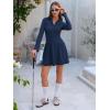 imageEXLURA Womens Fall Fashion Long Sleeve V Neck Mini Dress Casual Sweatshirt Style ALine Tennis Dresses Trendy Outfits 2025Navy Blue