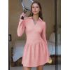 imageEXLURA Womens Fall Fashion Long Sleeve V Neck Mini Dress Casual Sweatshirt Style ALine Tennis Dresses Trendy Outfits 2025Pink