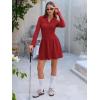 imageEXLURA Womens Fall Fashion Long Sleeve V Neck Mini Dress Casual Sweatshirt Style ALine Tennis Dresses Trendy Outfits 2025Red