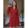 imageEXLURA Womens Fall Fashion Long Sleeve V Neck Mini Dress Casual Sweatshirt Style ALine Tennis Dresses Trendy Outfits 2025Red