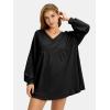 imageEXLURA Womens Fall Long Sleeve Shirts V Neck Casual Maternity Tops Loose Babydoll Pullover Dressy Tunic Blouse Outfits 2025Black