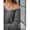 imageEXLURA Womens Fall Oversized Sweaters Cotton Long Sleeve V Neck Off Shoulder Sweater Pullover Jumper Tops Trendy Winter 2025Black