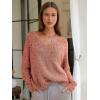 imageEXLURA Womens Fall Oversized Sweaters Cotton Long Sleeve V Neck Off Shoulder Sweater Pullover Jumper Tops Trendy Winter 2025Dusty Orange