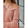 imageEXLURA Womens Fall Oversized Sweaters Cotton Long Sleeve V Neck Off Shoulder Sweater Pullover Jumper Tops Trendy Winter 2025Dusty Orange
