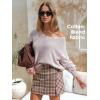 imageEXLURA Womens Fall Oversized Sweaters Cotton Long Sleeve V Neck Off Shoulder Sweater Pullover Jumper Tops Trendy Winter 2025Light Khaki