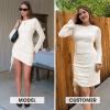 imageEXLURA Womens Fall Sexy Bodycon Mini Dress Long Sleeve Drawstring Lace Club Party Dresses 2025 Cocktail Wedding ClothesBeige