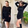 imageEXLURA Womens Fall Sexy Bodycon Mini Dress Long Sleeve Drawstring Lace Club Party Dresses 2025 Cocktail Wedding ClothesBlack