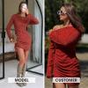 imageEXLURA Womens Fall Sexy Bodycon Mini Dress Long Sleeve Drawstring Lace Club Party Dresses 2025 Cocktail Wedding ClothesCaramel