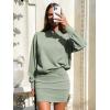 imageEXLURA Womens Fall Two Piece Skirt Sets Long Sleeve Mock Neck Sweatshirt Skort Matching Set Casual Lounge Tennis Outfits 2025Light Green