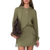 imageEXLURA Women 2 Piece Sets Cotton Sweatsuits Fall Hooded Sweatshirt Cargo Skort Skirt Stretchy Tracksuit Casual Tennis PocketsArmy Green