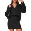 imageEXLURA Womens 2 Piece Skirt Sweater Sets V Neck Button Up Cardigan Mini Skirts Fall Winter Knit Trendy Outfits Pockets 2025Black