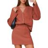 imageEXLURA Womens 2 Piece Skirt Sweater Sets V Neck Button Up Cardigan Mini Skirts Fall Winter Knit Trendy Outfits Pockets 2025Caramel