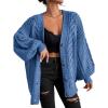 imageEXLURA Womens 2025 Oversized Cardigan Sweaters Fall Winter Lightweight Soft Knit Cardigan Open Front Button Outwear CoatsGrey Blue