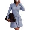 imageEXLURA Womens Fall Fashion Long Sleeve V Neck Mini Dress Casual Sweatshirt Style ALine Tennis Dresses Trendy Outfits 2025Blue