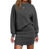imageEXLURA Womens Fall Two Piece Skirt Sets Long Sleeve Mock Neck Sweatshirt Skort Matching Set Casual Lounge Tennis Outfits 2025Dark Grey