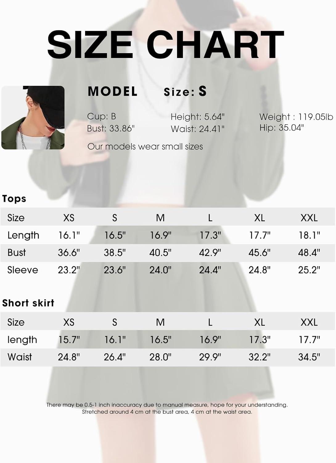 imageEXLURA Womens Long Sleeve Blazer Suit Sets with Pleated Mini Skirt Fall 2 Piece Outfits Trendy Y2K Fashion ClothesArmy Green