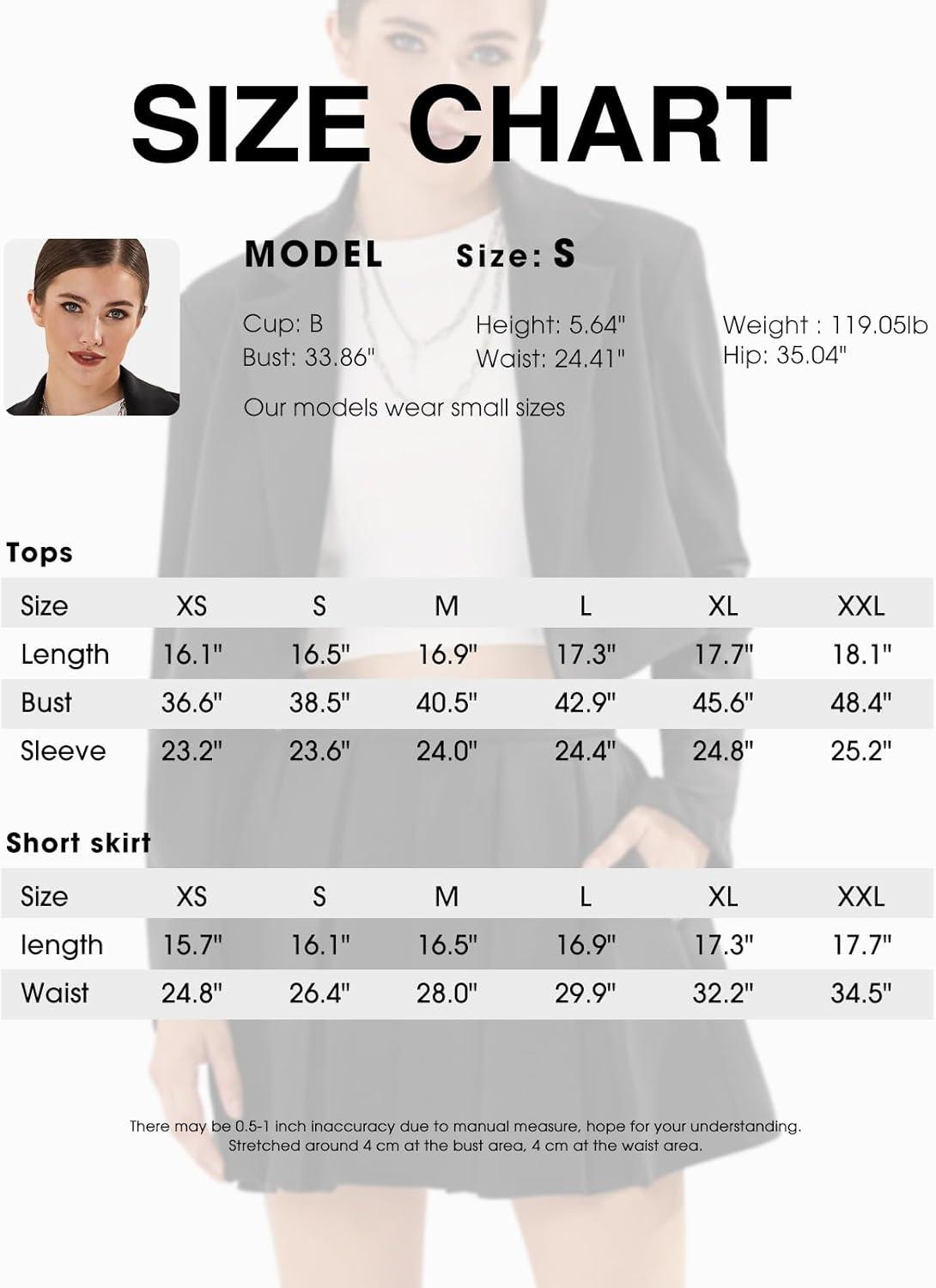 imageEXLURA Womens Long Sleeve Blazer Suit Sets with Pleated Mini Skirt Fall 2 Piece Outfits Trendy Y2K Fashion ClothesBlack